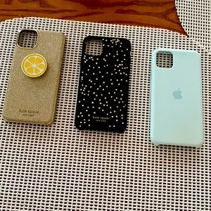 iPhone 11 Pro Max phone case. Two are Kate Spade and one is an original case